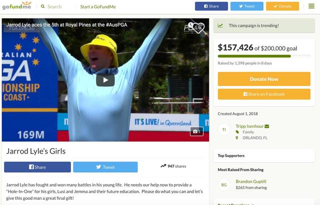 画像: ライルの残された二人の娘の教育資金を募る募金サイトは、米メディアやジャスティン・トーマスら仲間が募金を呼びかけ、一週間強で日本円にして1600万円以上が集まっている www.gofundme.com