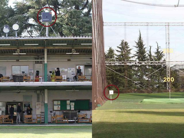 画像: 練習場の屋根の上とフィールド内に各1基レーダーが設置され、これで全打席をカバーしている