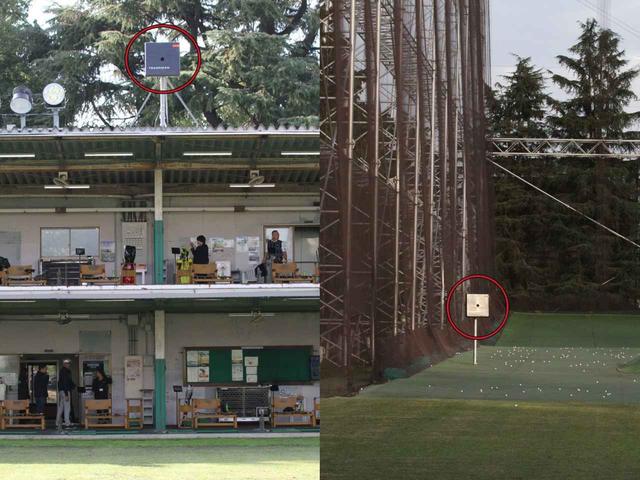 画像: 2つのレーダーで飛球のデータをリアルタイムで計測し、端末に送信するシステム