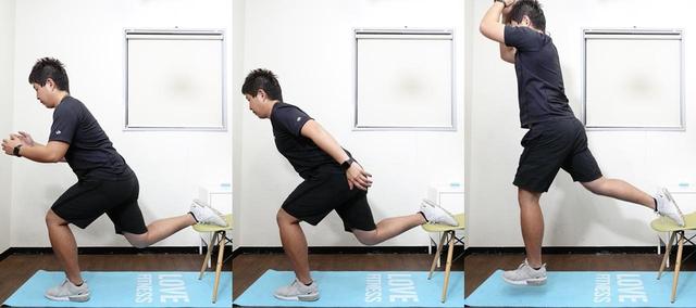 画像: 椅子を使って行う「片足スクワットジャンプ」。かなり強度の高いトレーニングだ