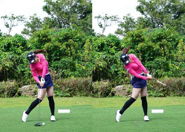 画像: 画像B:インパクトでのフェースターンを抑えているのがわかる(写真は2019年のダイキンオーキッドレディス 撮影/姉崎正)