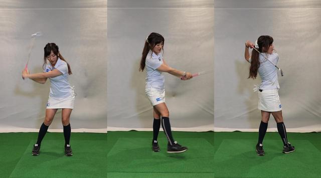 画像: スウィングの体重移動に合わせて右足を踏み込もう