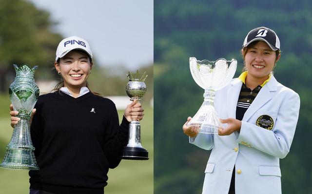 画像: 昨年のCATレディスで初優勝を飾った大里桃子(右)と5月のサロンパスカップで初優勝を飾った渋野日向子(左)