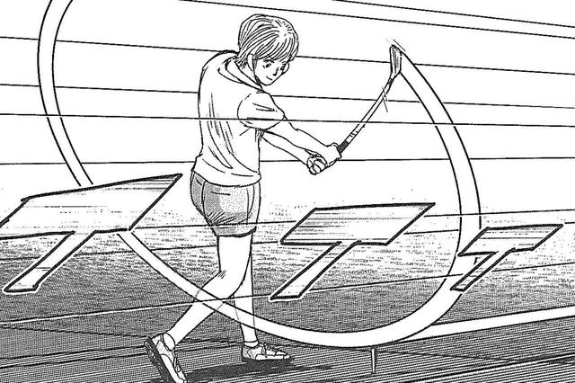 画像: ティを全く動かすことなく地面を這うような超ローボールを打つとんぼ。
