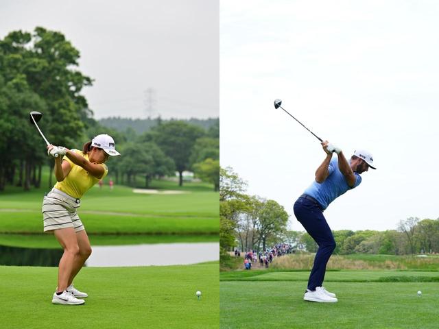 画像: ダウンスウィングでは2人とも左手首が掌屈している(写真左は2019年サマンサタバサレディス写真/有原裕晶 写真右は2019年全米プロ 写真/姉崎正)