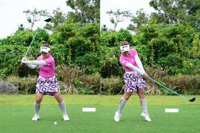 画像: 画像B:クラブを縦に使いフェースローテーションを使って打つ(写真はダイキンオーキッドレディス 写真/姉崎正)