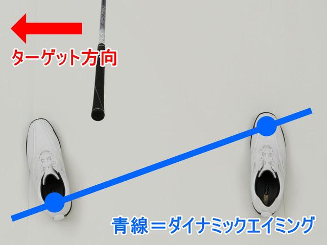 画像: 写真B:ダイナミックエイミングを考慮すると、スクェアスタンスでも体が開いた状態になる