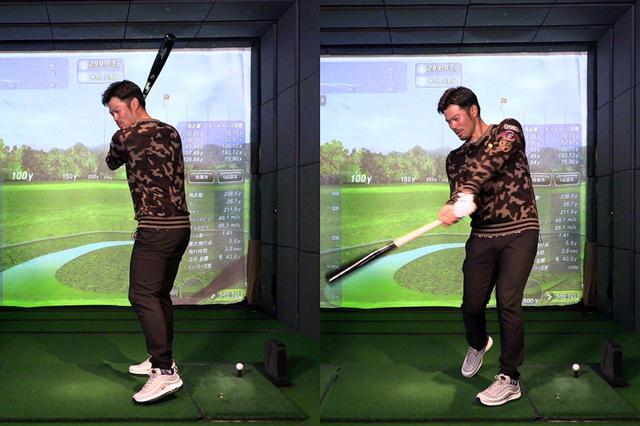 画像: 野球のスウィングは腰を真横に動かすイメージで、途中で止める感覚もないという