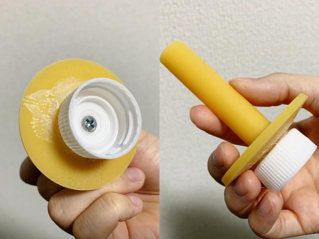 画像: 何度も接着剤を使ったのでゴムティの底が汚れてしまいました……S子は最終的にネジで固定しましたが、ネジだけだとゴムが切れて飛んでいくこともあるみたいです! 黒宮コーチいわく松田プロはネジとアロンアルフアで固定しているのだとか