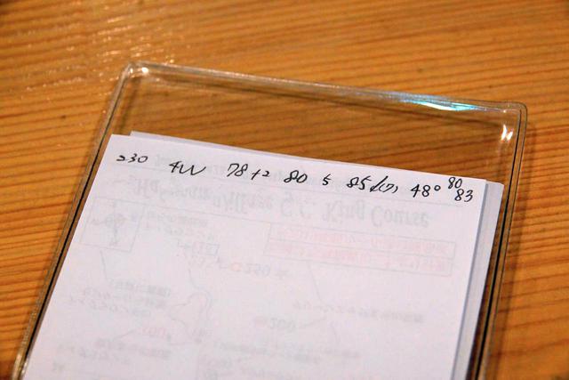 画像: 写真A:小澤がパー5ホールで実際に書いたコースメモ