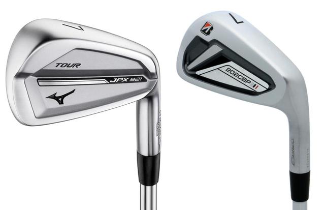 画像: 中村はミズノ「JPX921ツアー」(左)、ブリヂストン「ツアーB 202CBP」(右)とアイアン2モデルを推した