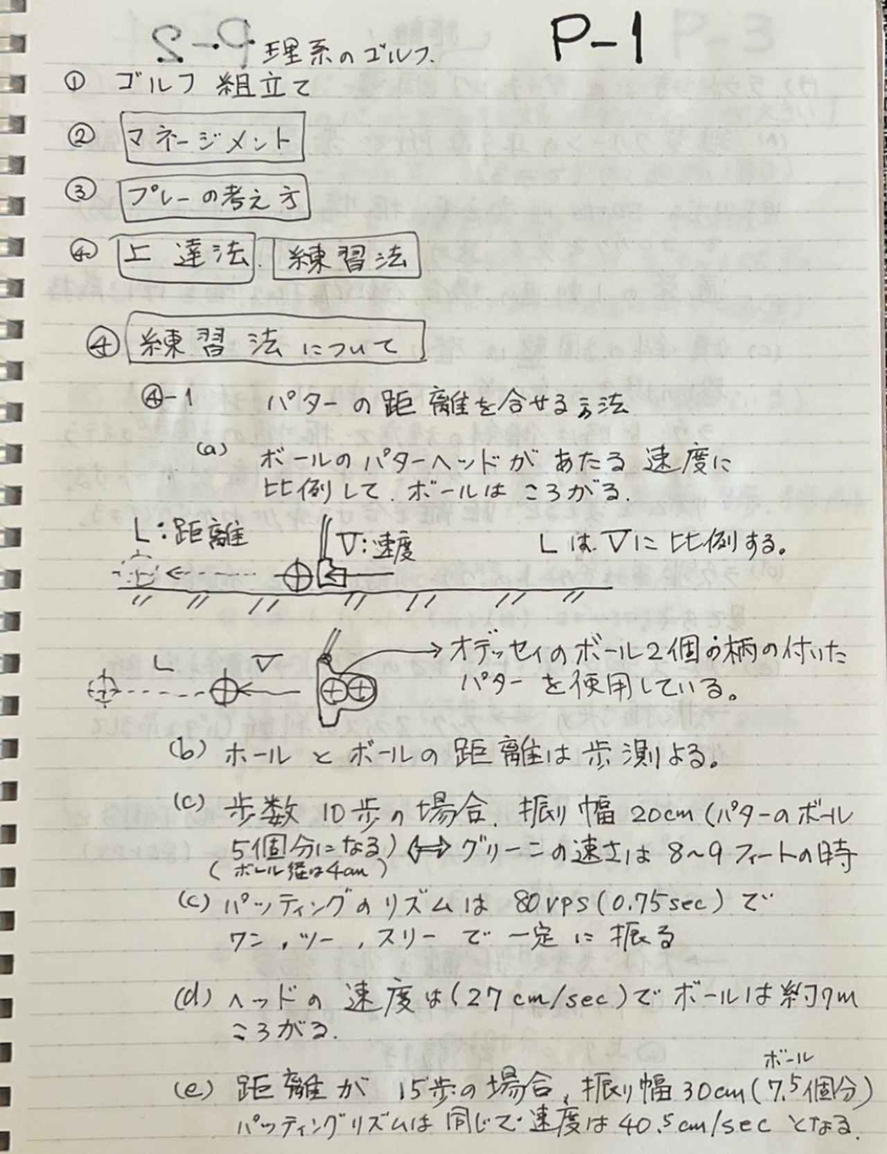画像: ノートにあふれる理系脳とゴルフ愛 マネジメントも明確。「飛ばしたいけど今の実力は1Wで200Y、これをベースに組み立てる。350Y以上のホールはボギーオン狙い。だから150~180Yのショットが課題です」