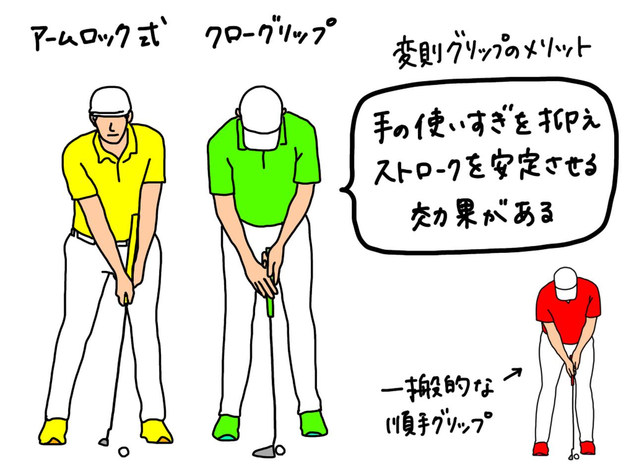 画像: 変則的なパターの握り方「アームロック」と「クローグリップ」にはどんな効果があるの？ プロがイラストを交えて解説 - みんなのゴルフダイジェスト