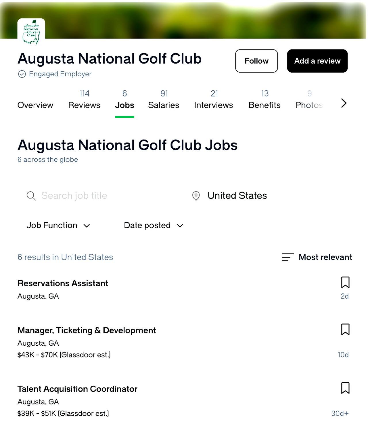 画像: アメリカの求人サイトglassdoorにて募集している