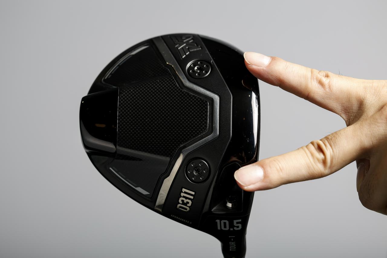 画像2: ドライバーは低スピンで飛ばせるPXG「0311 Black Ops Tour-1」。ヘッドは小ぶりだがソール前方に2つとヘッド後方に1つウェイトポートがある(写真/小林司)