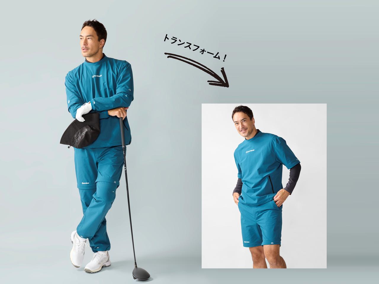 画像: プルオーバー１万8700円、パンツ2万900円、ポロシャツ１万7600円、ハット6600円（すべてテーラーメイドアパレル）　ドライバー〈Qi 35〉9万9000円、グローブ1870円（ともにテーラーメイド）