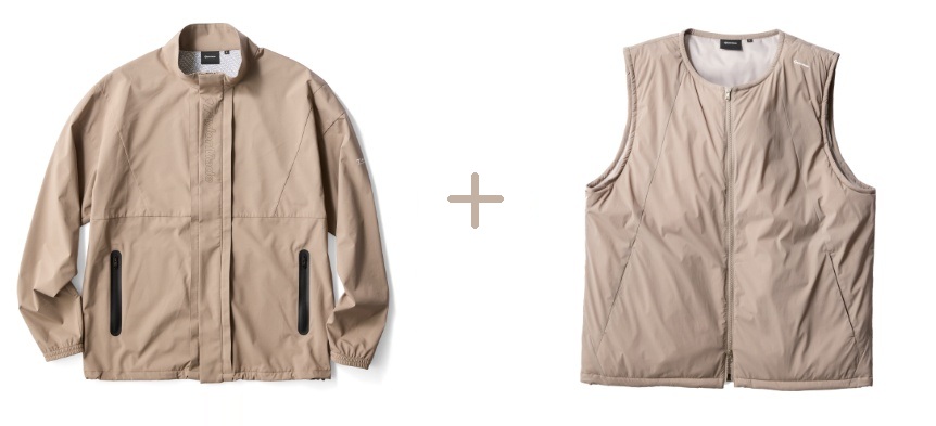画像: T-HEAT LAYERING CONCEPT JACKET / LAYERING CONCEPT INSULATED VEST 単体でも使用できるベストを外せば、よりスマートなジャケットとしても使いやすい