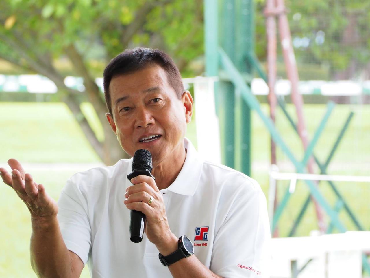画像: 試合後、会場内で行われた「ゴルフと健康」のイベントにも参加した原辰徳氏。アスリートの食事についてなどを語り、来場者を湧かせていた
