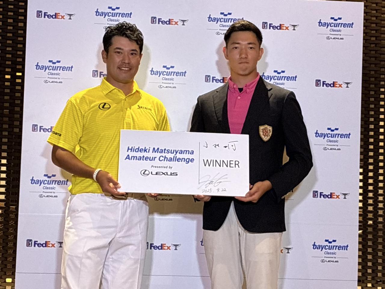 画像: ベイカレントクラシックの出場が決まった小林大河選手とサプライズで登場した松山英樹