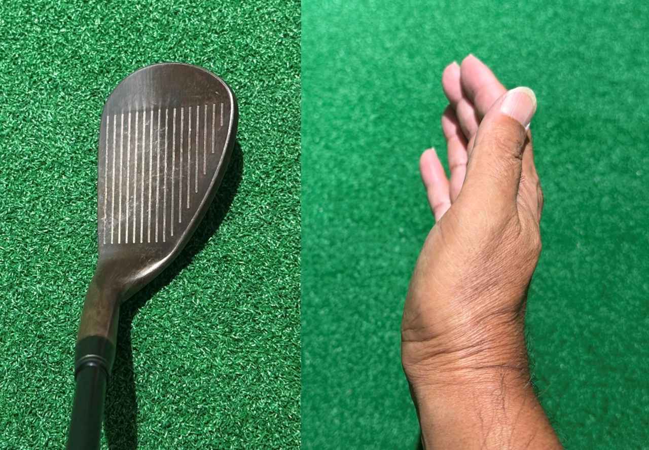 画像: 右手のひらがフェースだと思ってクラブを操作する