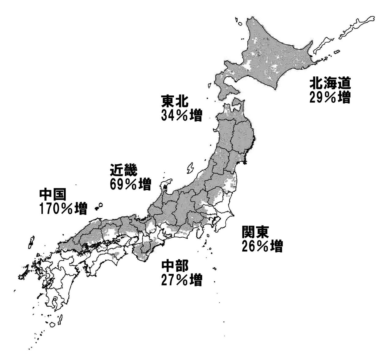 画像: 2012年に環境省により絶滅宣言が出された九州や、歴史上他の地域と森がつながったことがない千葉を除き日本各地にクマが生息。人口は減少する一方で、クマの個体数は増加の一途をたどり、もはや社会問題と化している