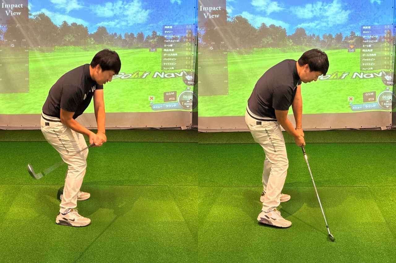 画像: タメる意識でリリースを遅らせると、詰まってヘッドが地面にぶつかりやすくなってしまう