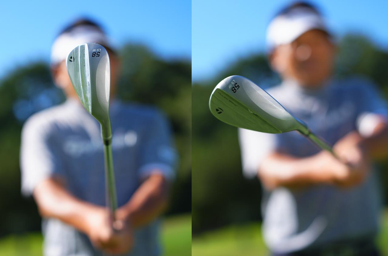 画像: フェースを開いて、手元の位置を高くする