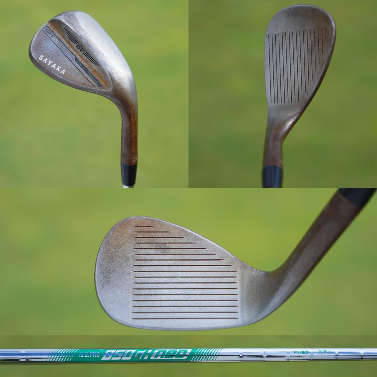 画像: 50度がFグラインド、54度がSグラインド、写真の58度がMグラインドと用途に応じてソールも変えている。アイアンからの流れで50度と54度はトラヴィルシャフト。58度はN.S.プロ850GH neo