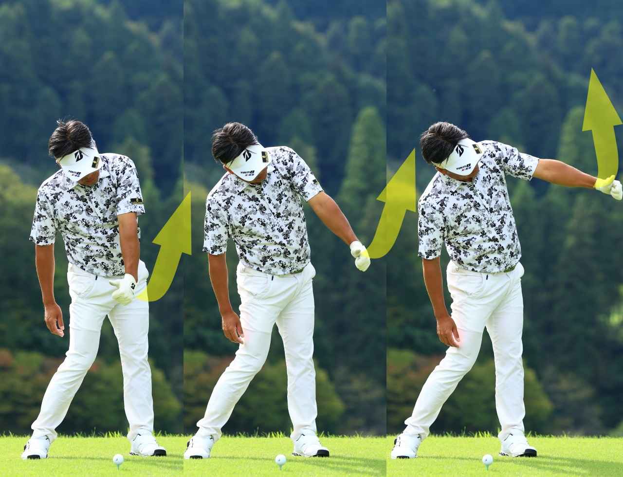 画像: 左手を返さず緩やかに上昇させていく