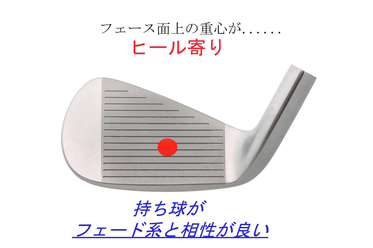 画像: フェース面上の重心がヒール寄り