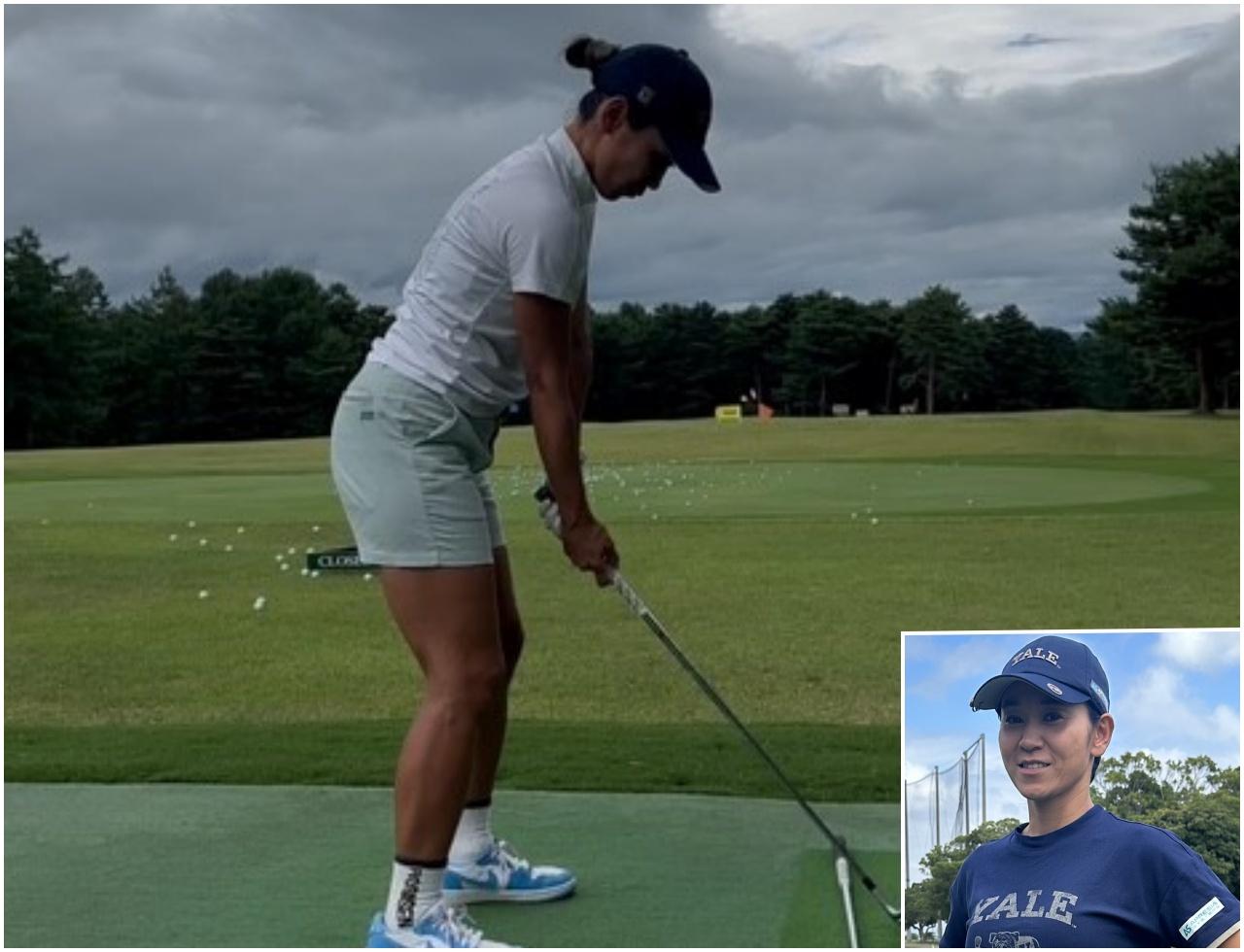 画像: ➀41歳②4年③平均スコア80④77⑤?⑥210Y⑦稲見萌寧プロ⑧なし⑨梅干し⑩なし⑪家族キャンプ、ショッピング/インスタ@rienee.n