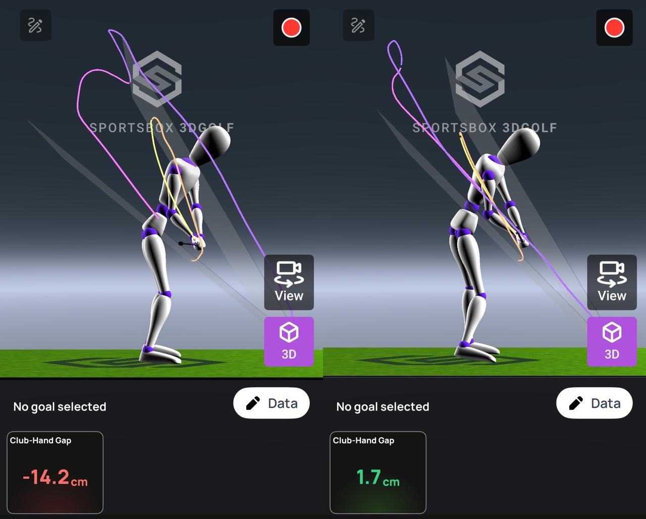 画像: 画像④P6の比較/左のアマチュアはクラブと手のループが大きく、右の金子選手はいずれもループが少ない