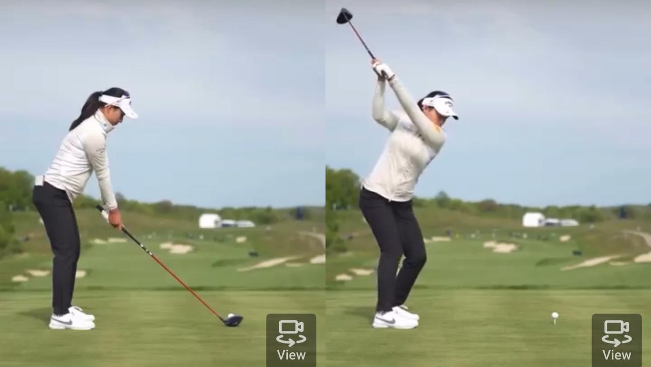 画像: 画像①アドレスとドライバー／短く持って操作性を高めているティティクルのドライバーは、バランスポイントも手元寄りだ