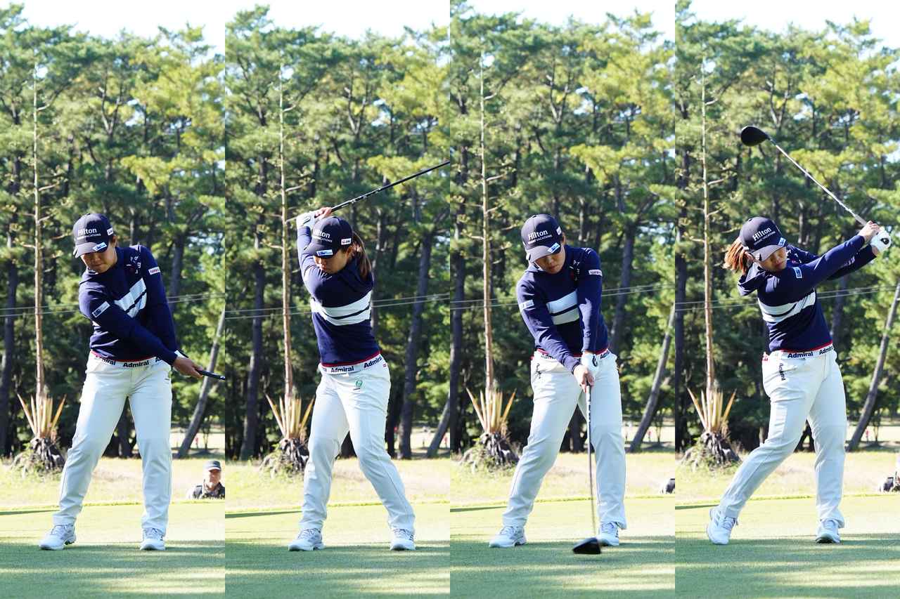 画像: グリップの握り方、体の動きをイメージするように丁寧に素振りをするルーティン