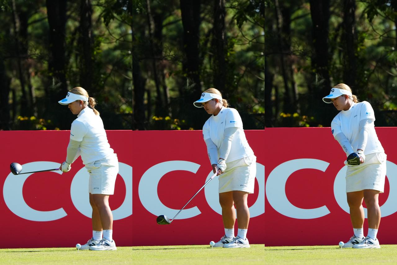 画像: 少しずつ大きく3回の素振りでチェックしながら集中力を上げていく