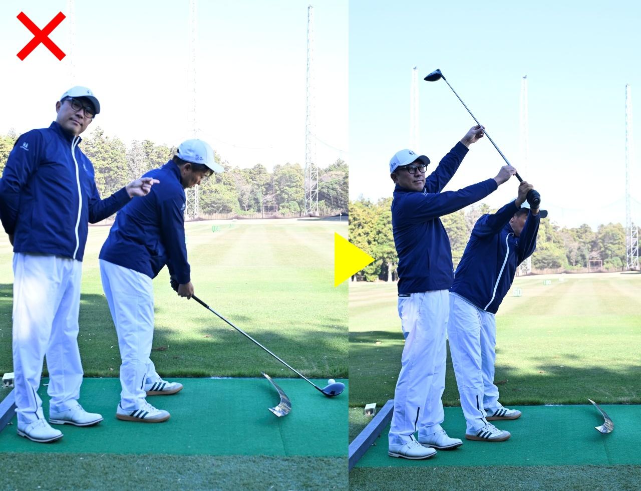 画像: 右肩が前に出ると、アウトサイドに上がりやすくなる