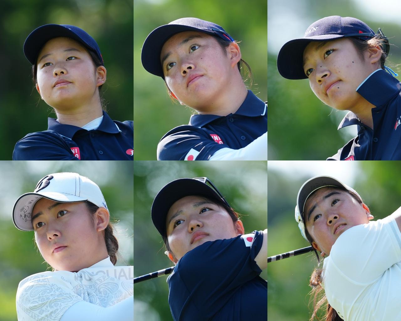 画像: 左上から廣吉優梨菜、岩永杏奈、長澤愛羅。左下から後藤あい、新地真美夏、中嶋月葉（写真はすべて25年日本女子アマ、撮影/姉崎正）