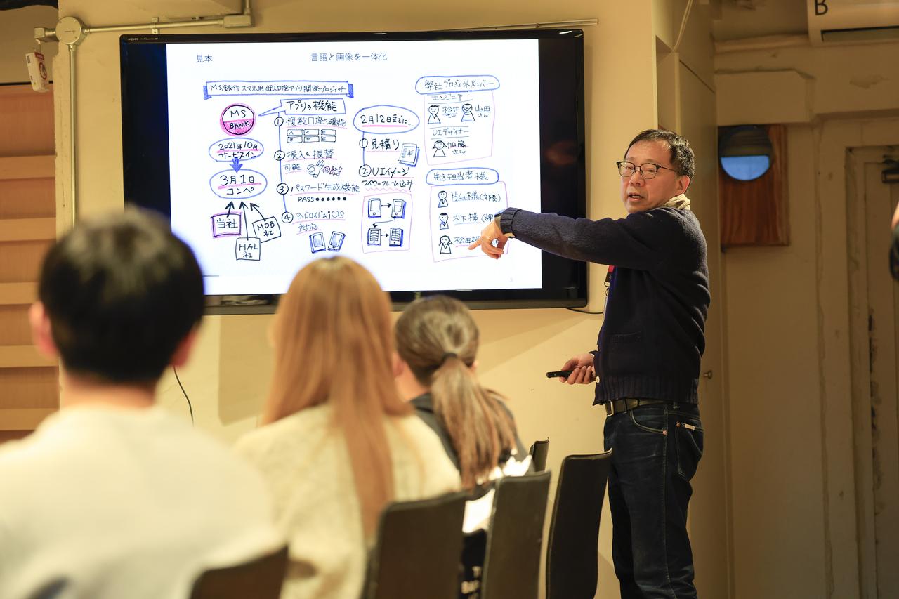 画像: 3回目となった今回は「ビジュアルメモ講座」を開講。増村氏は元ゴルフ部出身者でもあり、理想像を可視化することの大切さを伝えている