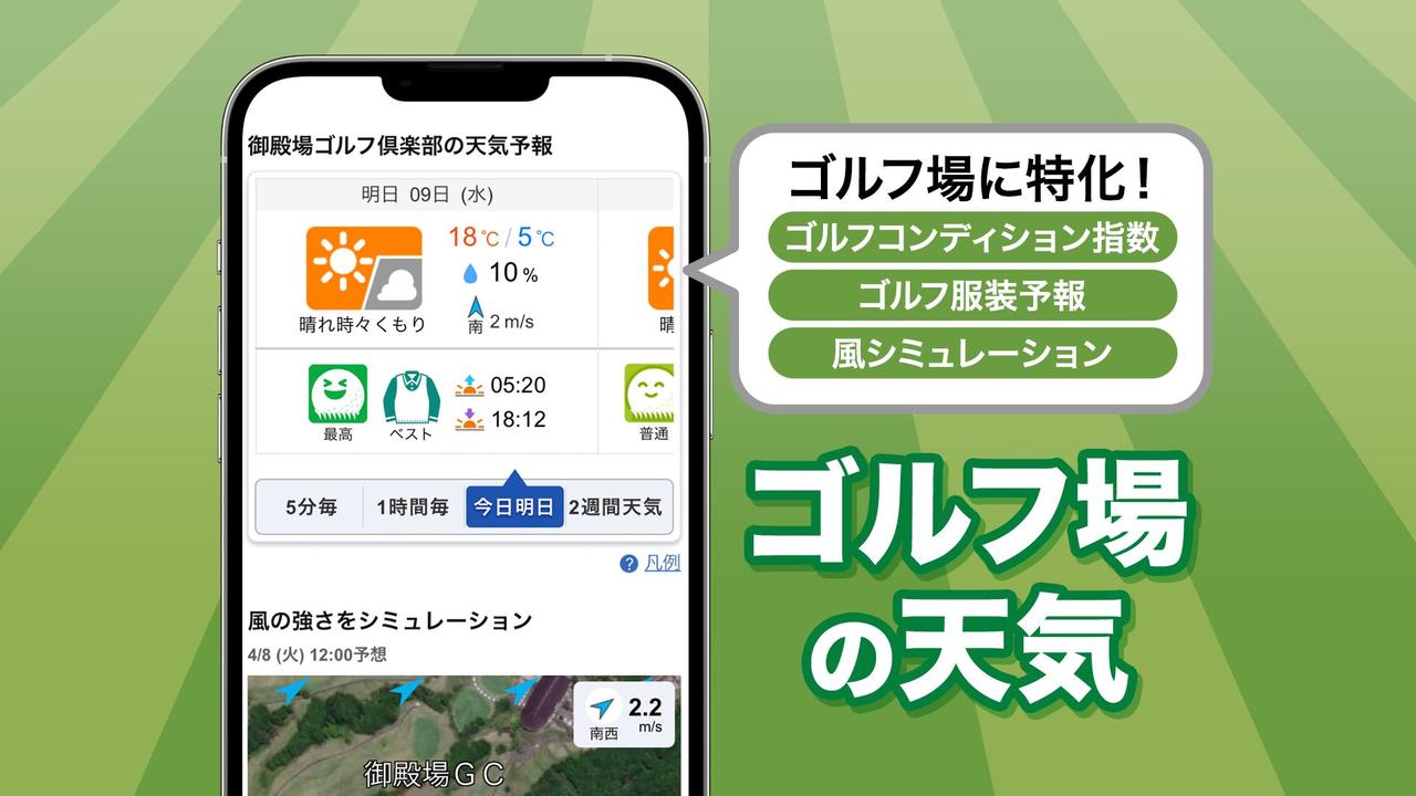 画像: ウェザーニュースがゴルファー向け気象情報アプリ「ゴルフ場の天気」をリニューアル - みんなのゴルフダイジェスト