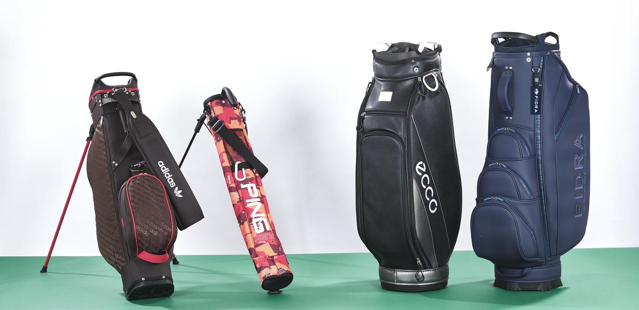 画像: 右から【8】フィドラ「カートタイプ CB 8.5型」 【9】ECCO「ECC004」 【10】ピンゴルフ「アリゾナカモフラージュ スタンドクラブケース」 【11】アディダス「オリジナルスゴルフ 軽量コンパクトモノグラムスタンドバッグ」