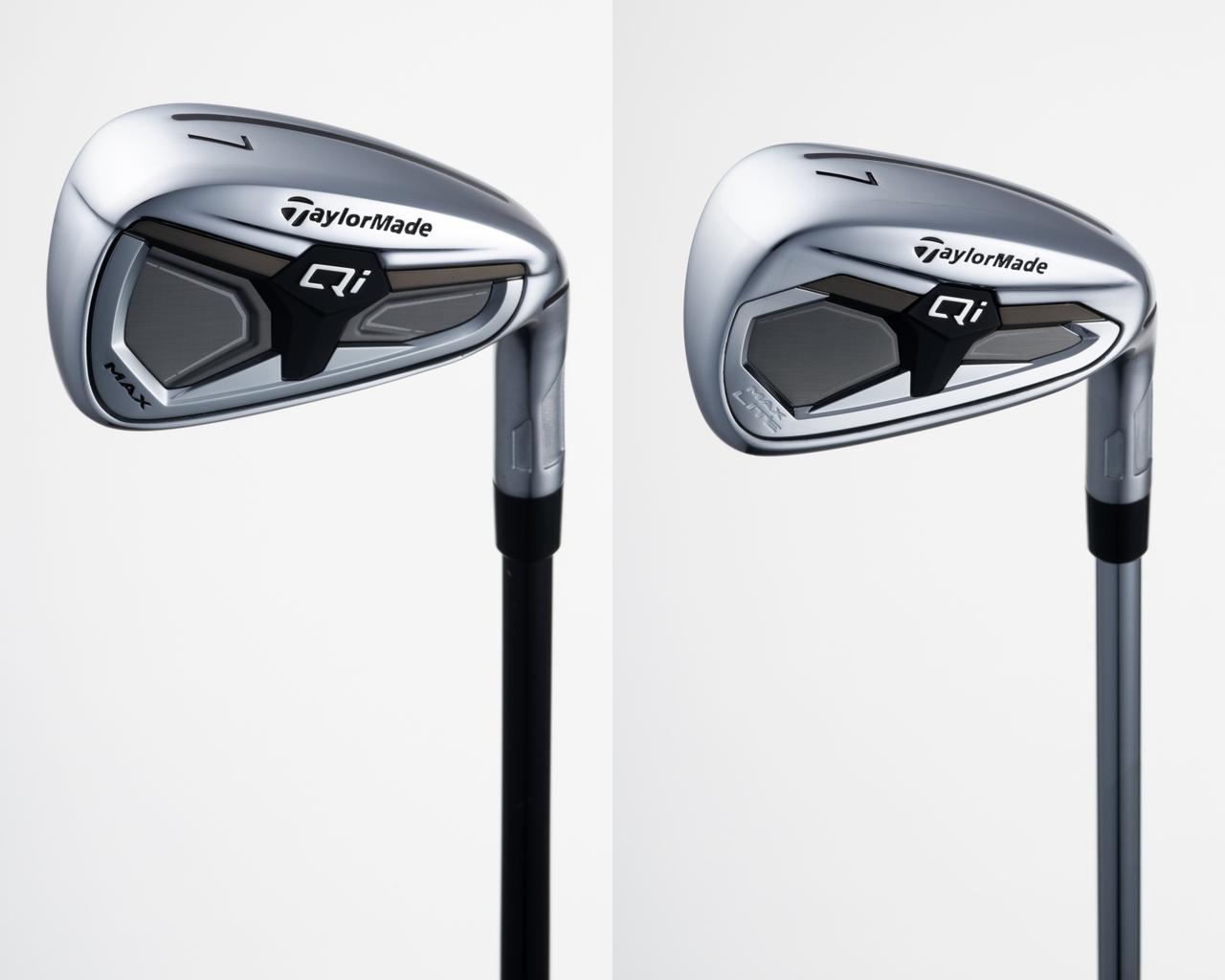 画像: 左から「Qi MAXアイアン」「Qi MAX LITEアイアン」。Qiという文字が記載されている黒い部分が「サウンド・スタビライゼーション・バー」