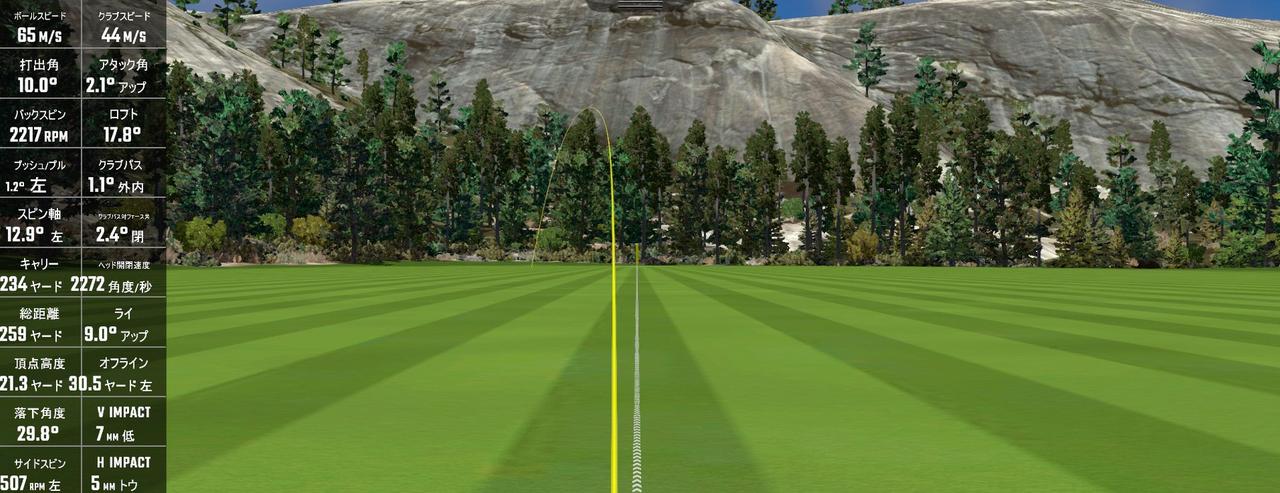 画像: GCクワッドで計測した際のデータ（センターヒット時）