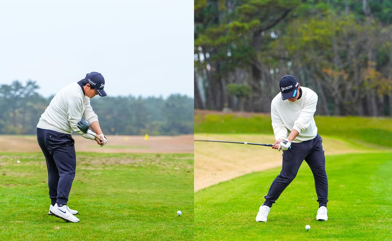 画像 : P6（ダウンスウィングでシャフトが地面と平行）