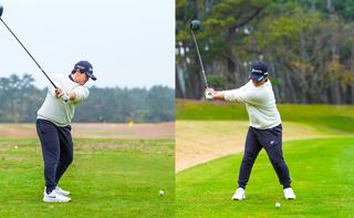 P3（テークバックで左腕が地面と平行）