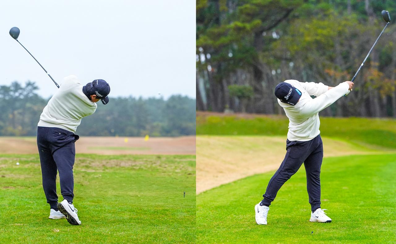 画像 : P9（フォロースウィングで両手が肩の位置）