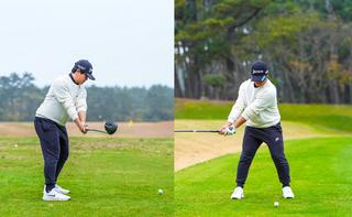 P2（テークバックでシャフトが地面と平行）