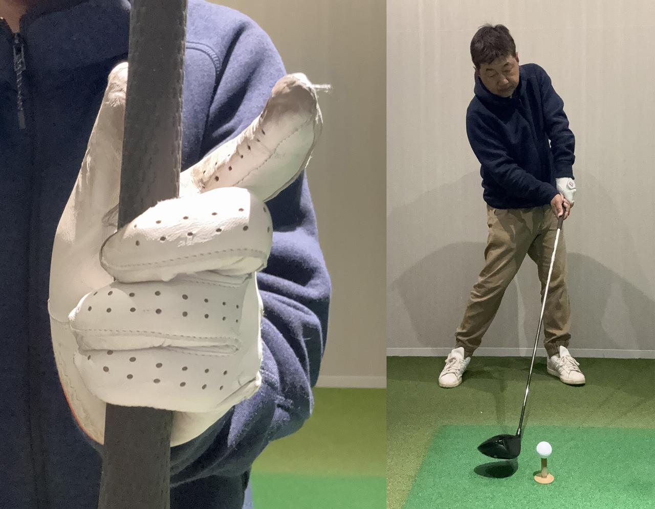 画像: 左手小指側を強く握ると手元が浮いてフェースが開いてミスになりやすい