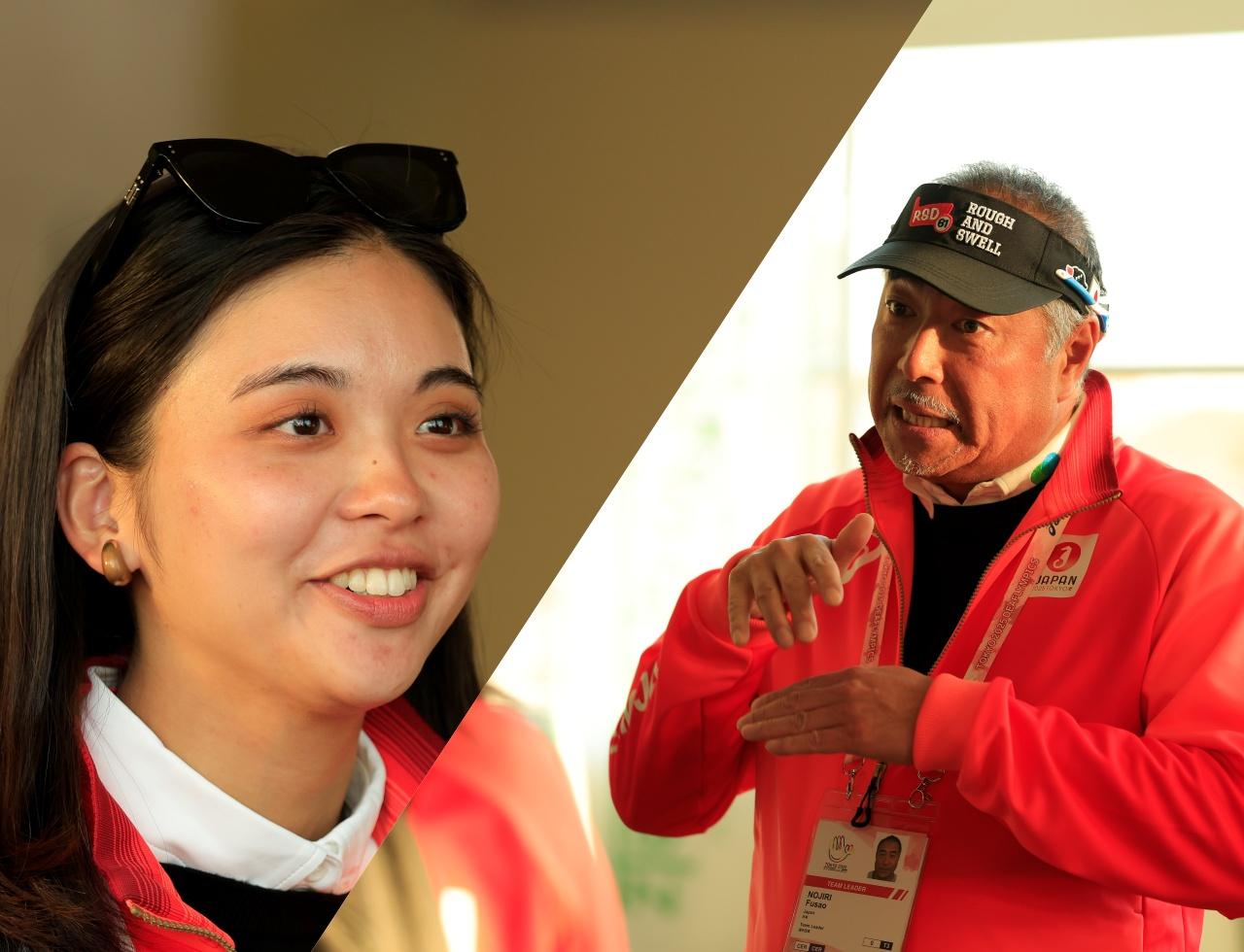 画像: 日本代表チームの野尻房男総監督と日本手話言語通訳者の進藤洋子さん。2人とも表情豊かに集中して話をする