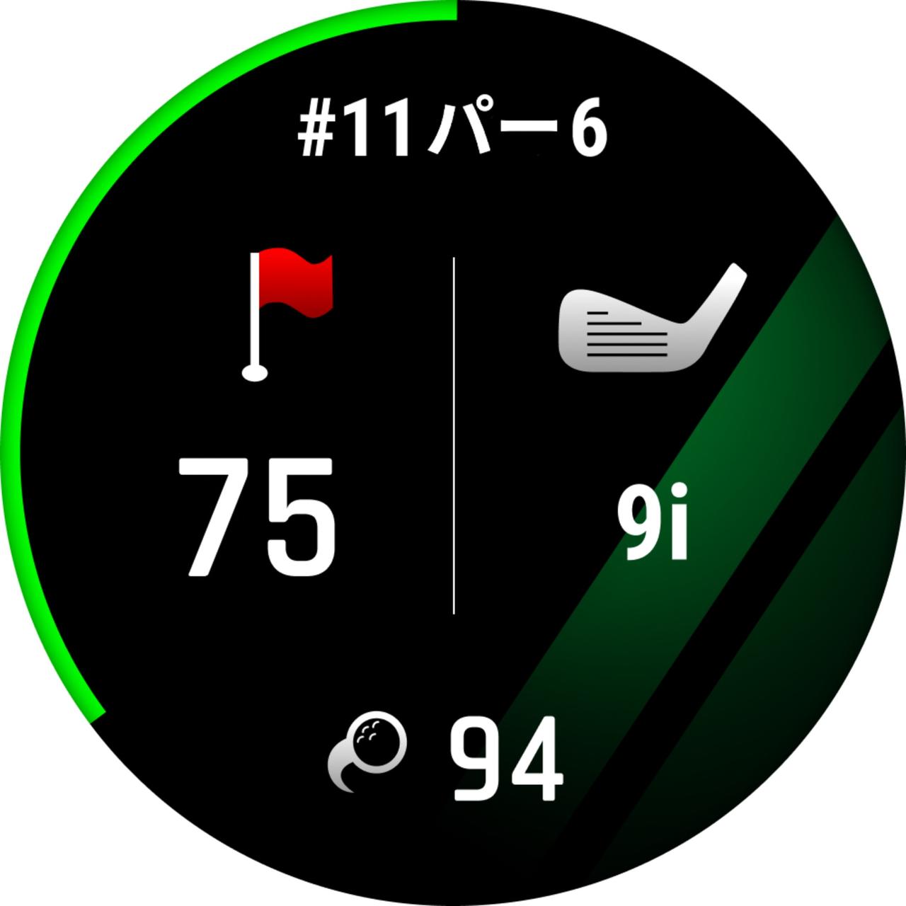 画像: 「パーソナルパー」は画面上部に示され、外周の緑のバーが「プレーペースタイマー」