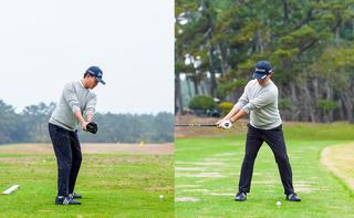 P2（テークバックでシャフトが地面と平行）